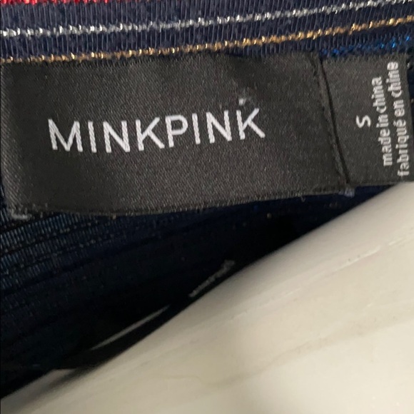 Minkpink Metallic Striped Black Tee Shirt Dress - Picture 4 of 6